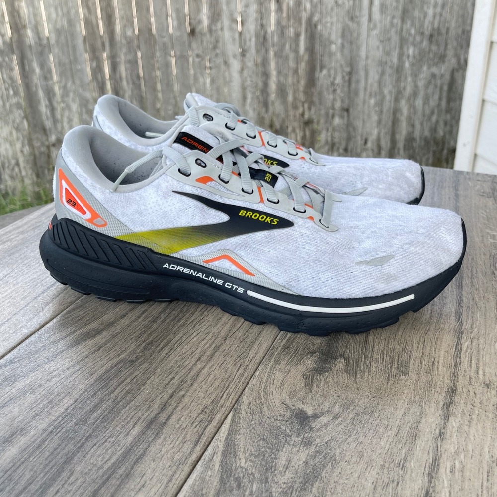 Brooks Adrenaline GTS 23 Running Shoes Men 10.5 Grey Orange Sneaker 1103911D Gym